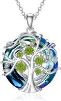 wholesale TOUPOP Tree Of Life Necklaces For Women Family Tree August Birthstone Birthday Ncklace Green Peridot Jewelry S925 Sterling Silver Jewelry Birthday Gifts For Women Girlfriend Wife Her Mom -0-0