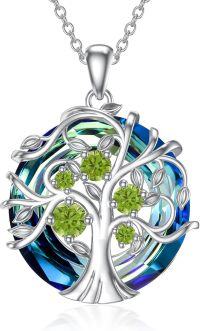 wholesale TOUPOP Tree Of Life Necklaces For Women Family Tree August Birthstone Birthday Ncklace Green Peridot Jewelry S925 Sterling Silver Jewelry Birthday Gifts For Women Girlfriend Wife Her Mom -undefined