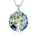 TOUPOP Sterling Silver Peridot Tree Of Life Necklace Birthday Gift-0-0