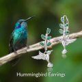 wholesale 925 Sterling Silver Hummingbird Dangle Earrings with Green Stones Gift for Women Girls-0-2