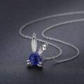 wholesale 925 Sterling Silver Lapis Lazuli Bunny Pendant Necklace for Women and Girls-0-2