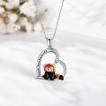 wholesale 925 Sterling Silver Red Panda Heart Pendant Necklace with Enamel and Cubic Zirconia Gift for Women-0-3