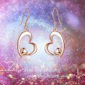 wholesale 925 Sterling Silver Rose Gold Plated Double Heart Dangle Drop Earrings - Valentine's Day Gift for Her-0-5