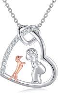 wholesale 925 Sterling Silver Heart-Shaped Pendant with Dog and Girl Design - Cute  for Women-0-0