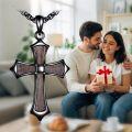 wholesale 925 Sterling Silver Wood Inlay Cross Necklace Pendant Religious  for Him Her -0-5