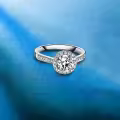 TOUPOP 14k White Gold Plated Moissanite Ring D VVS1 Round-0-4