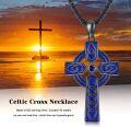 wholesale 925 Sterling Silver Blue Enamel Celtic Knot Cross Pendant Necklace for Men Religious s-0-5