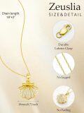 wholesale Gold Plated Shell Photo Frame Pendant Necklace for Women - 925 Sterling Silver Clasp and Cubic Zirconia Accents (18 + 2)-0-1