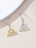 wholesale 925 Sterling Silver Gold Plated Triquetra Celtic Knot Drop Earrings s for Her-0-4