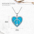 wholesale 925 Sterling Silver Heart-Shaped Turquoise Peace Symbol Pendant Necklace-0-4