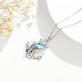 wholesale 925 Sterling Silver Dolphin Anchor Necklace With Blue Crystal And Rose Gold Starfish Detail-0-2