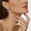 wholesale 925 Sterling Silver Round Genuine Turquoise Drop Earrings for Women-0-3