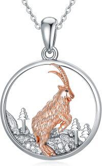 wholesale 925 Sterling Silver Rose Gold Plated Highland Cow Landscape Pendant Necklace for Women and Girls-goat