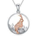 wholesale 925 Sterling Silver Rose Gold Plated Highland Cow Landscape Pendant Necklace for Women and Girls-0-0