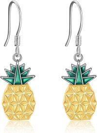 wholesale 925 Sterling Silver Pineapple Shape Green Enamel Gold Plated Drop Dangle Earrings for Women and Girls Gifts-Origami Pineapple Earrings