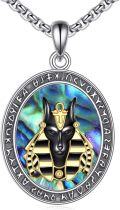 wholesale 925 Sterling Silver Ankh Scarab Anubis Nefertiti Pendant Necklace - Egyptian Jewelry with Abalone Shell and Gold Plating-0-0