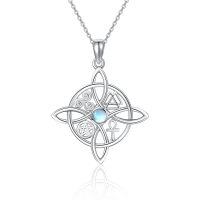 wholesale 925 Sterling Silver Moissanite Witches Knot Necklace Witch Jewelry for Women-A-Moonstone(White Gold Plated)-A-Moonstone(White Gold Plated)