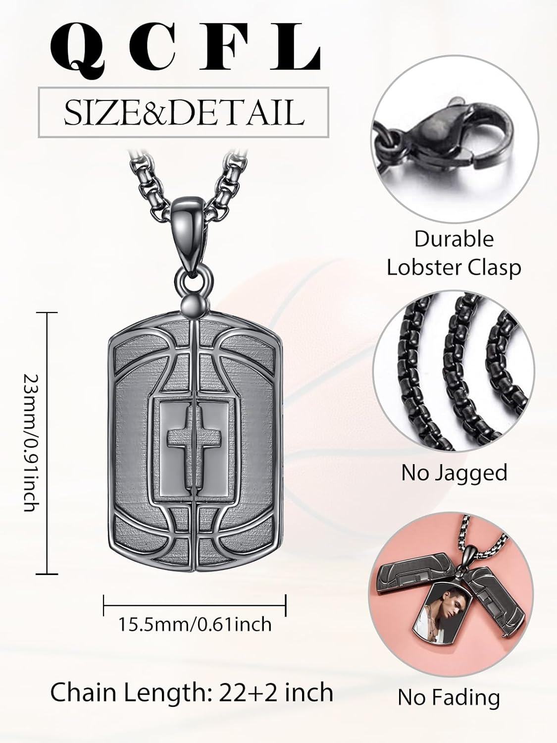 Sterling Silver Black Locket Necklace for Men Cross Pendant Jewelry Gift-0-2
