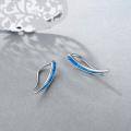wholesale 925 Sterling Silver White Opal Curved Ear Climber Non-Hypoallergenic Crawler Earrings for Women Girls Gifts Jewelry 4cm Long-0-8