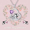 wholesale 925 Sterling Silver Mom Heart Shape Animal Pendant Necklaces for Women Girls Family Love Gift-0-91