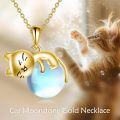 wholesale 14K Gold Pink Crystal Black Cat Pendant Necklace for Women Cats Lover-0-88