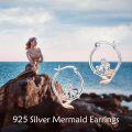 wholesale 925 Sterling Silver Mermaid Hoop Earrings - Cute Animal  for Women and Girls-0-5