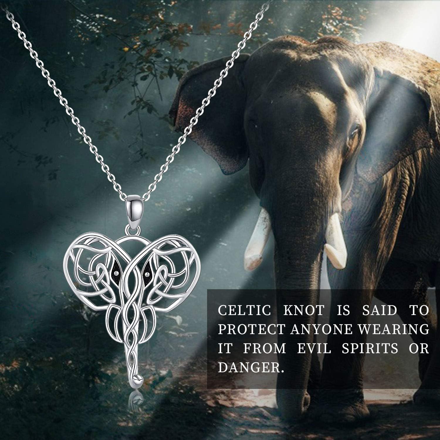  Sterling Silver Elephant Pendant Necklace for Women Lucky Animal Jewelry Gift -0-2