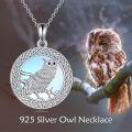 wholesale 925 Sterling Silver Moonstone Owl Crescent Moon Pendant Necklace for Women-0-5