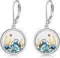 wholesale 925 Sterling Silver Abalone Shell Mountain Landscape Leverback Dangle Earrings for Nature Enthusiasts-0-0