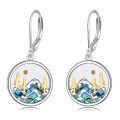 wholesale 925 Sterling Silver Abalone Shell Mountain Landscape Leverback Dangle Earrings for Nature Enthusiasts-0-0