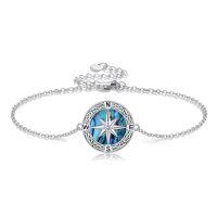 wholesale 925 Sterling Silver Compass Charm Bracelet With Mother Of Pearl-Compass