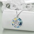 wholesale 925 Sterling Silver Blue Crystal Flower and Frog Pendant Necklace for Women-0-2