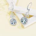 wholesale 925 Sterling Silver Celtic Knot Tree of Life Drop Dangle Leverback Earrings with Abalone Shell Centerpiece-0-2