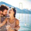 wholesale 14k/18k Solid Gold Long Threader Earrings with Pearl Dangle Ear Line s-0-9