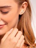 wholesale 925 Sterling Silver Rose Flower Zircon Two Tone Platinum Rose Gold Clip Earrings-0-3