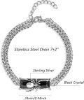 wholesale 925 Sterling Silver Black Crystal Spider Charm Chain Link Bracelet for Men & Women-0-4