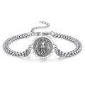 wholesale 925 Sterling Silver Saint Michael Protect Us Charm Bracelet with 3+2 Extender Chain for Men Women -0-0