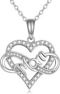 wholesale 925 Sterling Silver Heart Mom Pendant Necklace - First Time Mom Gifts-Mom Heart Necklace