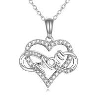 wholesale 925 Sterling Silver Heart Infinity Love Pendant Necklace-Mom Heart Necklace