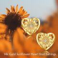 wholesale 14K Gold Sunflower CZ Pearl Heart Stud Earrings for Women Gifts for Mom and Girlfriends-0-1