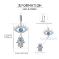 wholesale 925 Sterling Silver Blue CZ Evil Eye Hamsa Hand Drop Leverback Earrings-0-4