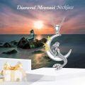 wholesale 925 Sterling Silver Crescent Moon & Starfish Mermaid Tail Pendant Necklace for Women Wife Gifts-0-1