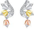 wholesale 925 Sterling Silver Multi-Color Floral Drop Earrings with Stones and Leaves Design-0-0