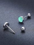 wholesale 925 Sterling Silver Round Blue Green Opal Stud Earrings for Women-0-4