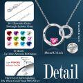 wholesale Sterling Silver Heart Birthstone Interlocking Double Circle Sister Necklace-0-3