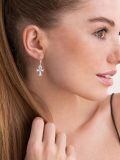wholesale 925 Sterling Silver Ankh Dangle Earrings Wholesale With Blue Cz Accents-0-4