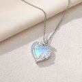 wholesale 925 Sterling Silver Rose Heart Pendant Necklace Wholesale With Blue Inlay And Cz Accents-0-3