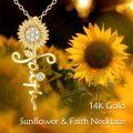 wholesale 14K Gold Sunflower and Cross Pendant Necklace with Cubic Zirconia - Christian s for Her-0-2