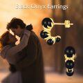 wholesale 925 Sterling Silver Black Onyx Triple Ball Stud Earrings - Bohemian Style Jewelry for Women-0-2