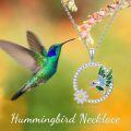 wholesale 925 Sterling Silver Blue Moonstone Hummingbird & Flower Pendant Necklace-0-5